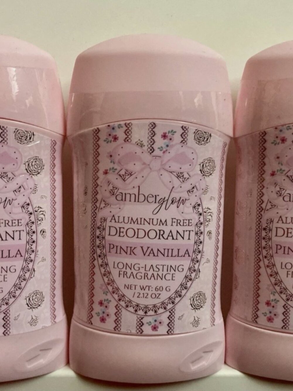 TRENDING Amber Glow Pink Vanilla Aluminum-Free Deodorant Stick ** Lot Of 3